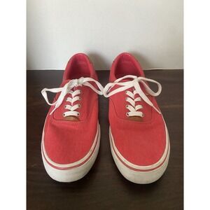 MENS POLO RALPH LAUREN Thorton Red Canvas Lace-Up Low Top Sneakers 10